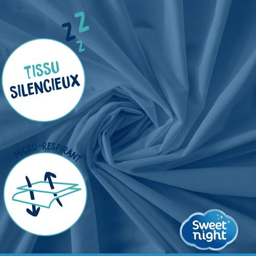 Housse Intégrale Matelas 140x190 Cm Bleue - Protection Complète Zippée Imperméable - Lavage 95°c