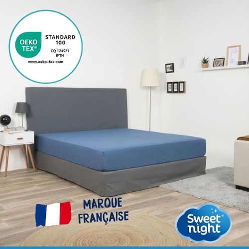 Housse Intégrale Matelas 140x190 Cm Bleue - Protection Complète Zippée Imperméable - Lavage 95°c