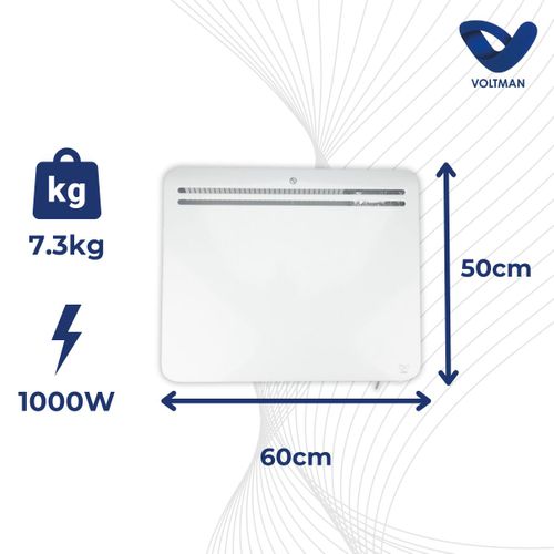 Chauffage Connecté Wifi Inertie Sèche Fonte - Blanc - 1000w - Voltman