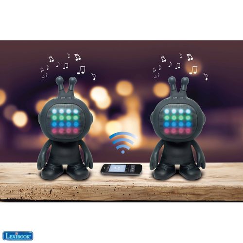 Enceintes Bluetooth Stereo En Forme De Robot Avec Effets Lumineux, Finition Rubber