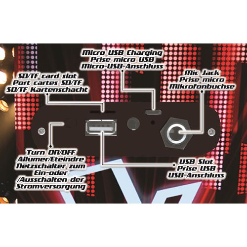 Enceinte Tendance Karaoké Bluetooth® Portable Avec Micro Et Effets Lumineux The Voice