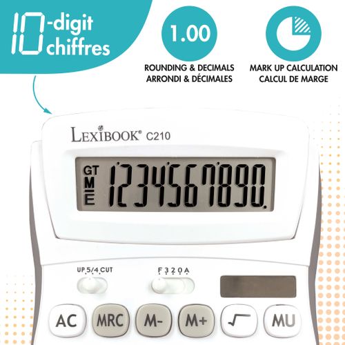 Calculatrice De Bureau C210 - 10 Chiffres Avec Écran À Angle Ajustable Et Finition Rubber