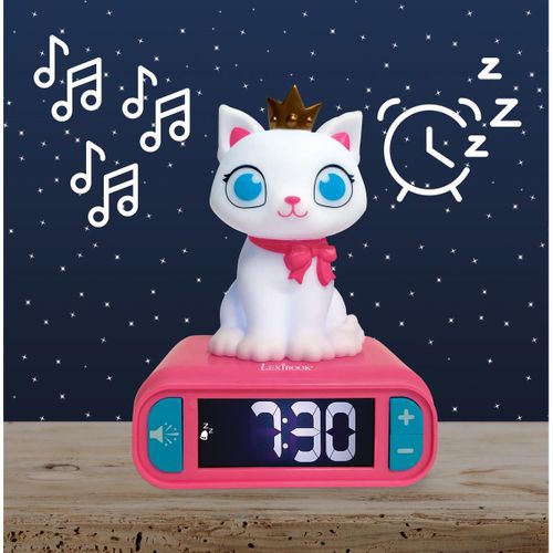 Réveil Avec Veilleuse Lumineuse Chat En 3d
