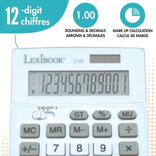 Calculatrice De Bureau 12 Chiffres Avec Double Alimentation - C129