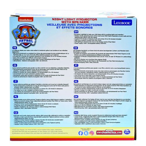 Veilleuse Avec Projections Et Effets Sonores Pat' Patrouille