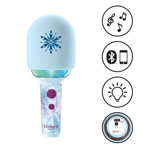 Karaoke Microphone Bluetooth/sans Fil La Reine Des Neiges Avec Effets Sonores Et Lumineux