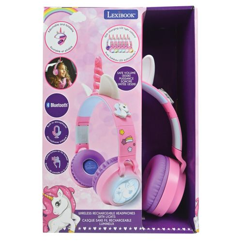 Casque Lumineux Pliable Bluetooth Et Filaire Licorne Avec Limitation Du Volume
