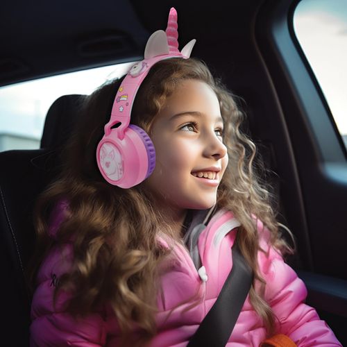 Casque Lumineux Pliable Bluetooth Et Filaire Licorne Avec Limitation Du Volume
