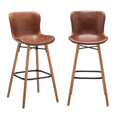 Lot De 2 Chaises De Bar Marron L51 Cm
