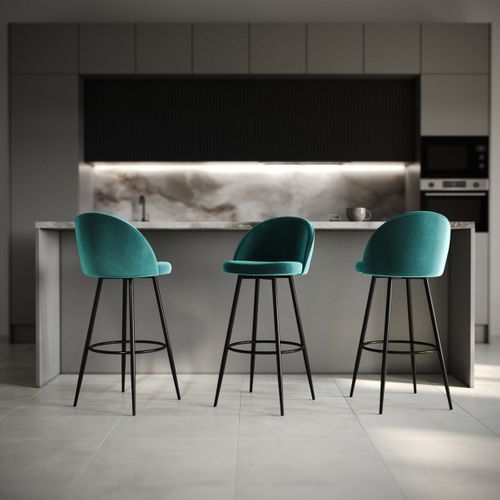 Lot De 2 Chaises De Bar En Velours L52 Cm