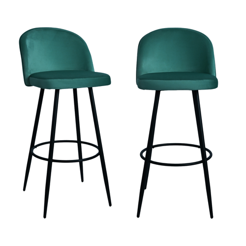 Lot De 2 Chaises De Bar En Velours L52 Cm