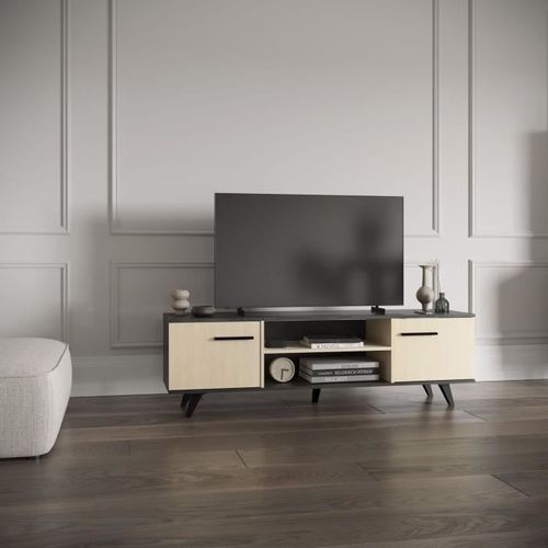 Ensemble Salon - Banc TV, Table Basse, Buffet Bas - Kent - Chêne De Fil / Sidewalk