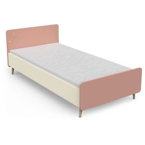 Chambre Complete Enfant - Suzie - Lit 90 X 190 Cm / Chevet / Bureau - Chene / Abricot -