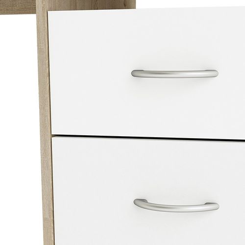 Bureau "aristote" - 123 X 50,1 X 76,5 Cm  - Chêne Brossé / Blanc Perle