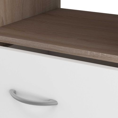 Bureau "aristote" - 123 X 50,1 X 76,5 Cm  - Chêne Brossé / Blanc Perle