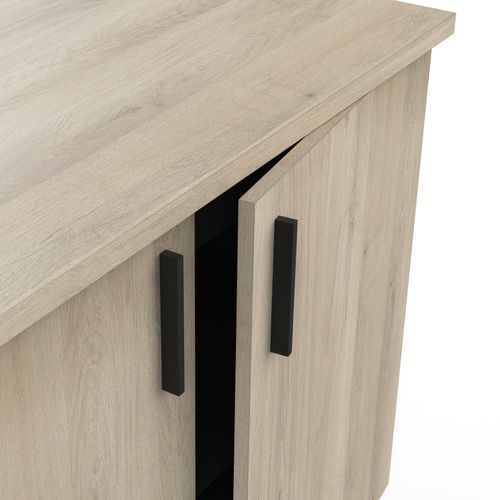 Meuble Bas 2 Portes 100 Cm Origan Noir Et Bois