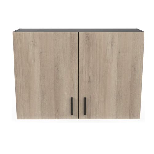 Meuble Haut 2 Portes 100 Cm Origan Noir Et Bois