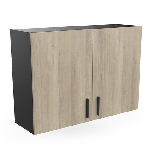 Meuble Haut 2 Portes 100 Cm Origan Noir Et Bois