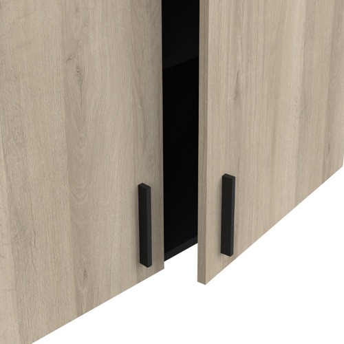 Meuble Haut 2 Portes 100 Cm Origan Noir Et Bois