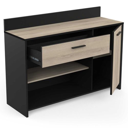 Meuble Bas De Cuisine Aroma Noir Et Bois