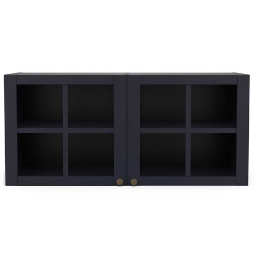 Armoire Suspendue Chester - 120x37x55cm - 2 Portes Vitrées - Indigo