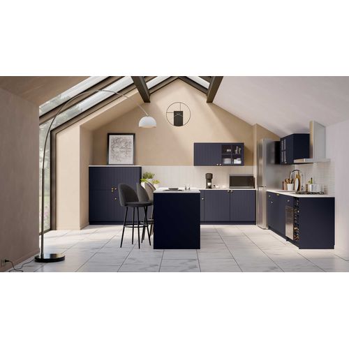 Armoire Suspendue Chester - 120x37x55cm - 2 Portes Vitrées - Indigo