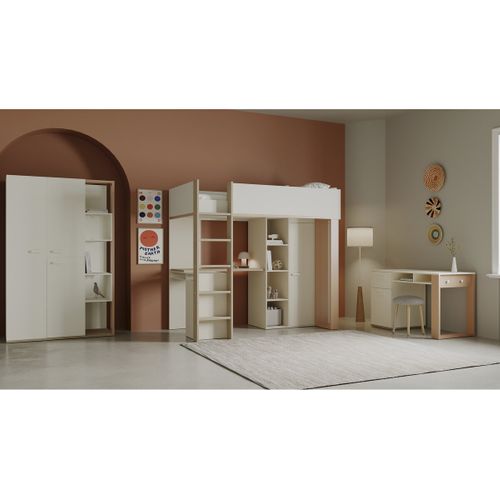 Lit Enfant Mezzanine Avec Bureau "camillia" - 90 X 200 Cm - Terracotta
