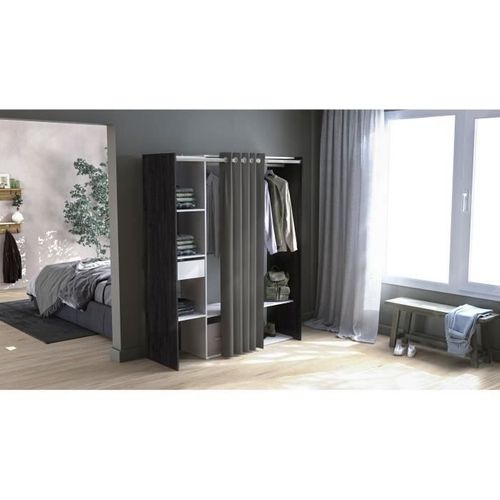 Kit Dressing + Rideau - Chene Waterford / Lin Tisse - L150 X P49,9 X H183 Cm - Montana