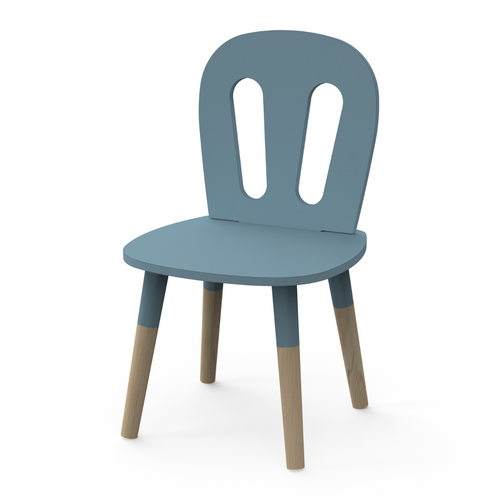 Set 1 Table + 2 Chaises Firmiana - Style Scandinave - Coloris : Bleu Orage Et Bois Naturel