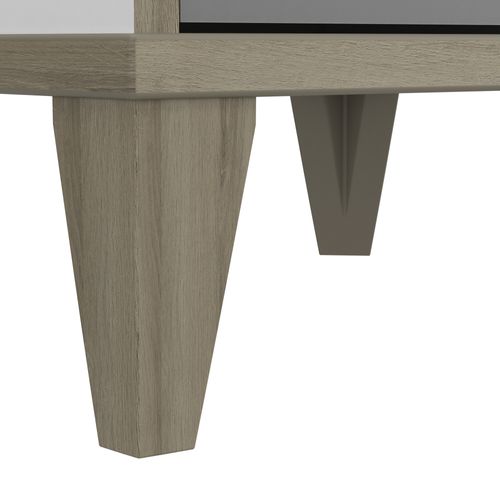 Table De Chevet 1 Tiroir - Genius - Blanc Et Gris - 36,8 X 43,8 X 33 Cm - Demeyere