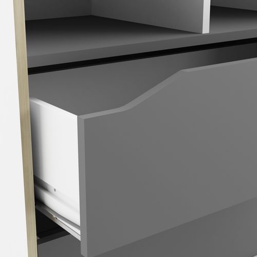 Bibliothèque 2 Tiroirs - Genius - Blanc Et Gris - 70,2 X 35 X 130,3 Cm - Demeyere