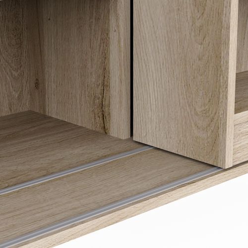 Bibliothèque avec rangement coulissant TIAGO imitation chêne