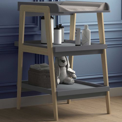 Table à Langer Tsuga - Bois Massif Et Mdf - L.58 X P.71,1 X H.101,2 Cm - Gris Graphite