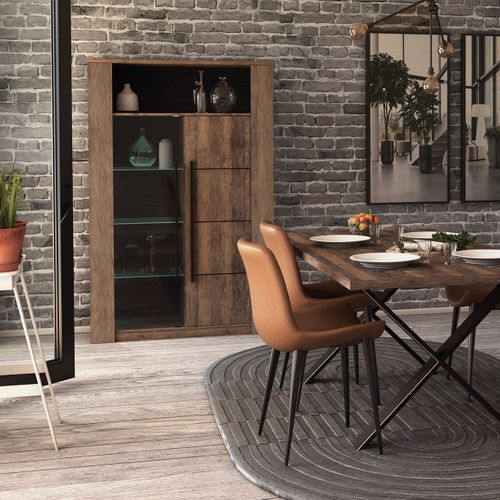 Vitrine 1 Porte Vitrée Et 1 Niche Ouverte H176 Cm