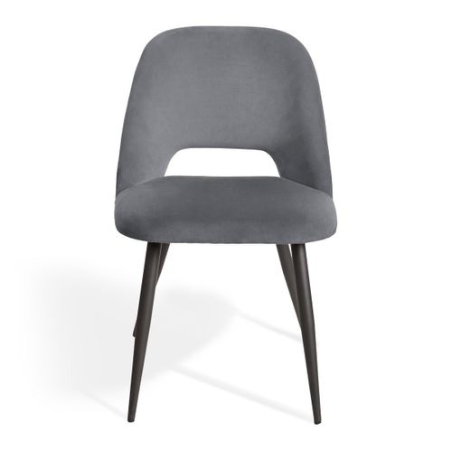 Lot De 2 Chaises De Séjour En Tissu Avec Piètement En Métal Noir L58 Cm