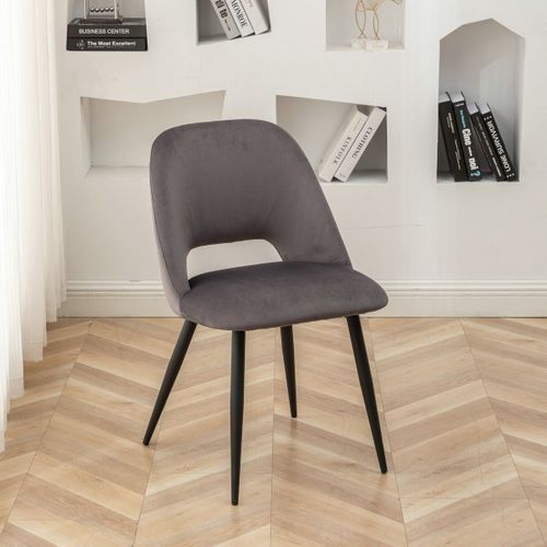 Lot De 2 Chaises De Séjour En Tissu Avec Piètement En Métal Noir L58 Cm