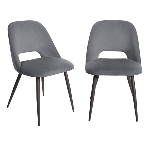 Lot De 2 Chaises De Séjour En Tissu Avec Piètement En Métal Noir L58 Cm