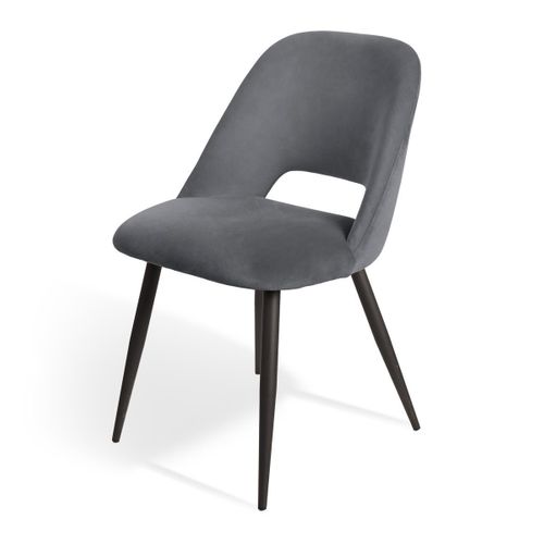 Lot De 2 Chaises De Séjour En Tissu Avec Piètement En Métal Noir L58 Cm