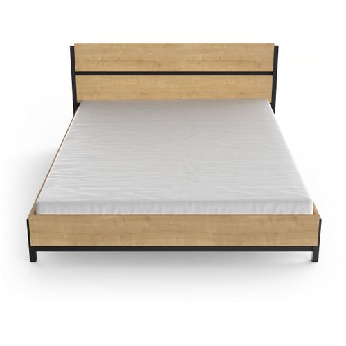 Lit Double 160x200 Cm Craft Noir Et Bois