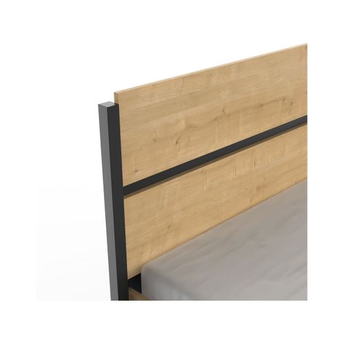 Lit Double 160x200 Cm Craft Noir Et Bois