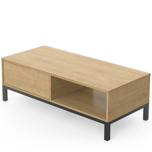 Table Basse 1 Niche 1 Tiroir Craft Noir Et Bois