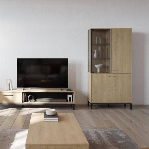 Vitrine 1 Porte Vitrée Et 3 Portes L93,4 Cm