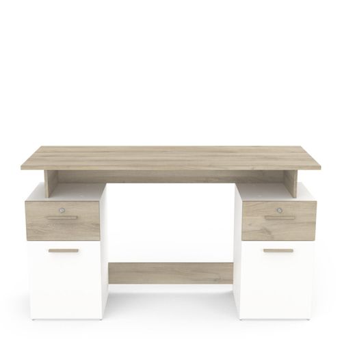 Bureau 2 Caissons Blanc/naturel Platon