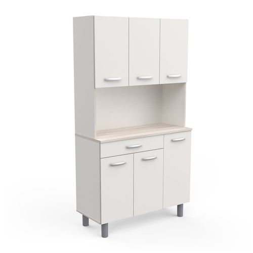 Buffet De Salon 6 Portes - Pasta - Blanc Et Chêne - 101 X 185,3 X 42,3 Cm - Demeyere