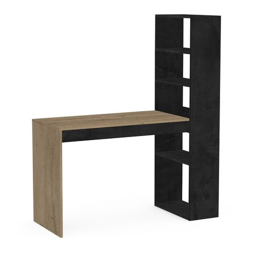 Bureau avec bibliothèque EASE imitation chêne et noir