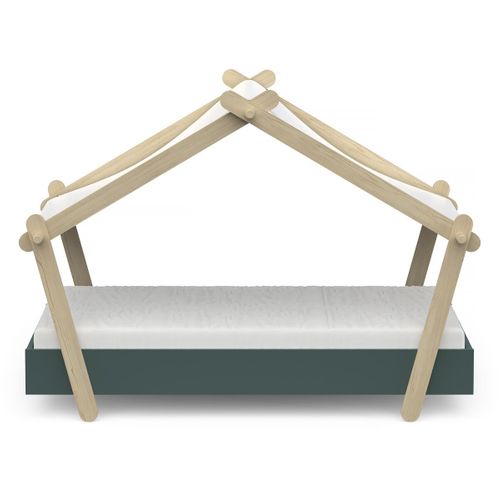 Lit Cabane Surélevé Enfant " Lodge " - 70 X 140 Cm - Vert