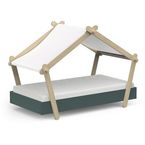 Lit Cabane Surélevé Enfant " Lodge " - 70 X 140 Cm - Vert