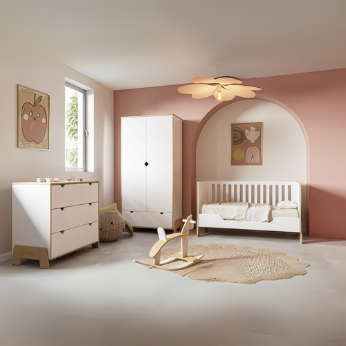 Armoire 2 Portes Et 1 Tiroir Décor Chêne Hamilton Et Blanc H188,1 Cm