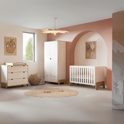 Armoire 2 Portes Et 1 Tiroir Décor Chêne Hamilton Et Blanc H188,1 Cm