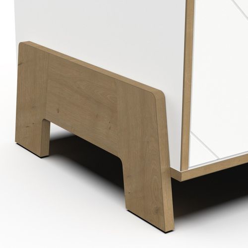 Armoire 3 Portes Et 1 Tiroir Décor Blanc Et Chêne Hamilton H188,1 Cm